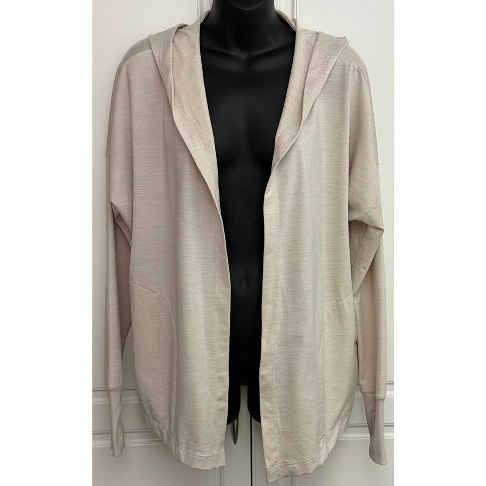 Women's Nike Dri-Fit Open Front Cardigan with Hood in Beige Size M